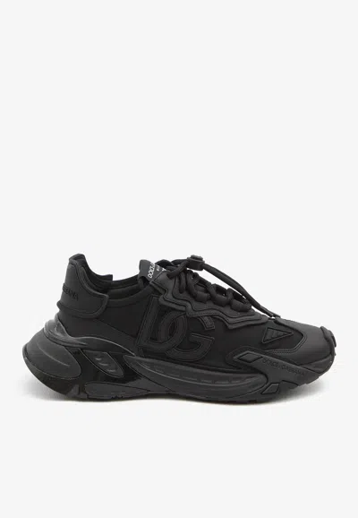 Dolce & Gabbana Daymaster Black Leather Blend Sneakers In Multi