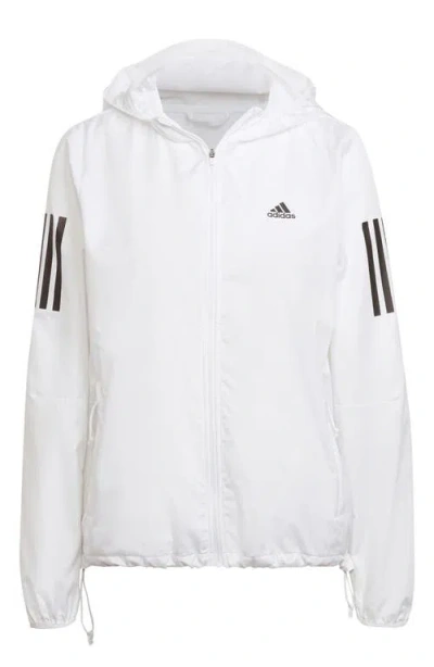 Adidas Originals Adidas Own The Run Hooded Running Windbreaker Jacket In White