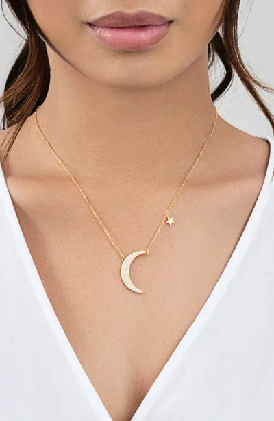 Sterling Forever Cubic Zirconia Crescent Star Charm Necklace