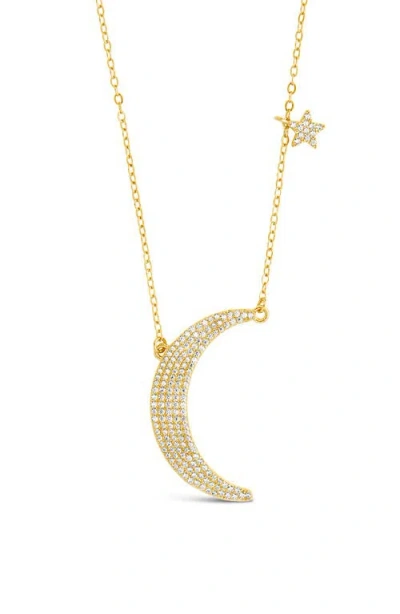 Sterling Forever Cubic Zirconia Crescent Star Charm Necklace