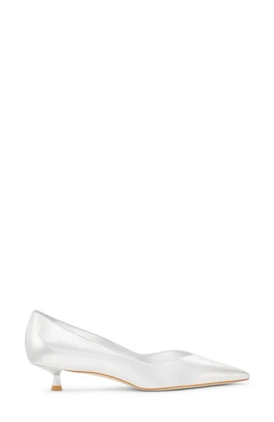 Stuart Weitzman Stuart Metallic Leather Kitten-heel Pumps