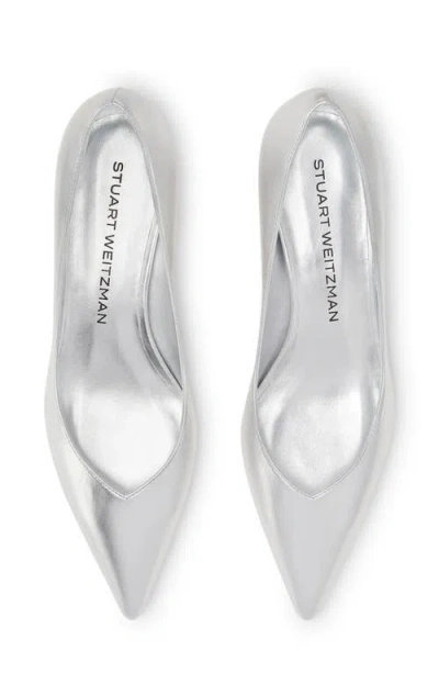 Stuart Weitzman Stuart Metallic Leather Kitten-heel Pumps