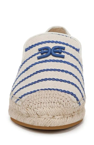Sam Edelman Kathleen Espadrille Flat Loafer Cobalt Blue Stripe Canvas