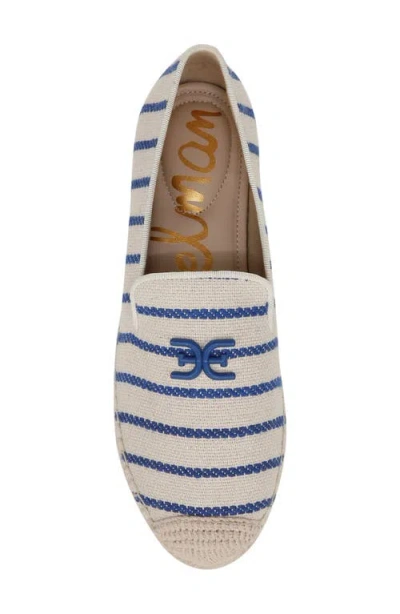 Sam Edelman Kathleen Espadrille Flat Loafer Cobalt Blue Stripe Canvas