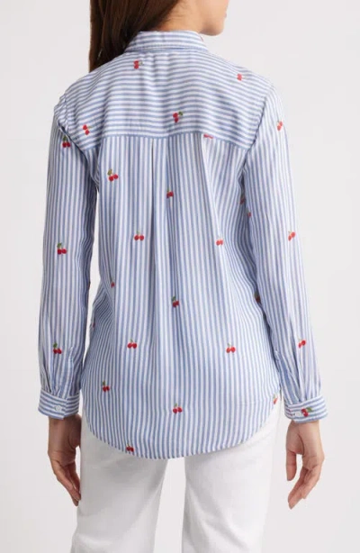 Beachlunchlounge Kaylee Heart Stripe Long Sleeve Button-up Shirt