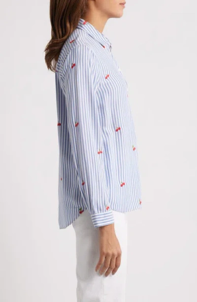 Beachlunchlounge Kaylee Heart Stripe Long Sleeve Button-up Shirt