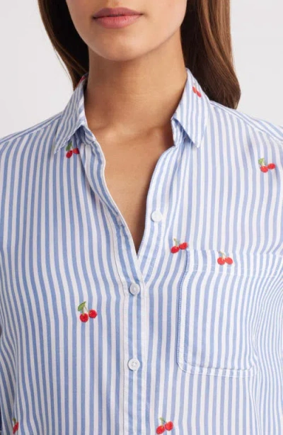 Beachlunchlounge Kaylee Heart Stripe Long Sleeve Button-up Shirt