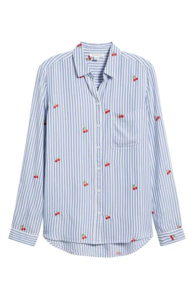 Beachlunchlounge Kaylee Heart Stripe Long Sleeve Button-up Shirt
