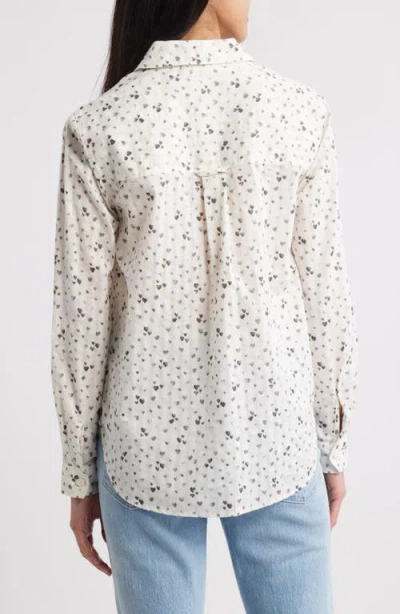 Beachlunchlounge Karolee Heart Print Cotton Button-up Shirt