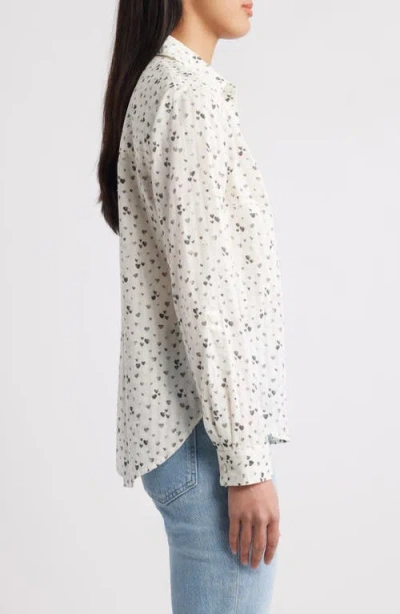 Beachlunchlounge Karolee Heart Print Cotton Button-up Shirt