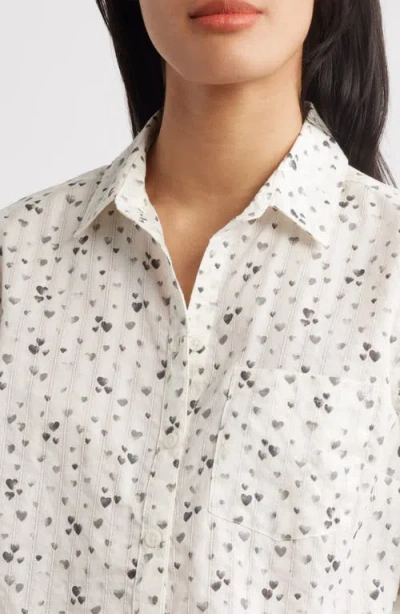 Beachlunchlounge Karolee Heart Print Cotton Button-up Shirt
