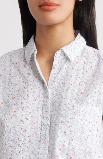 Beachlunchlounge Karolee Heart Print Cotton Button-up Shirt