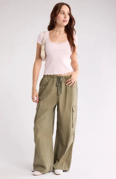 Abound Sweet Pointelle Scoop Neck Top In Gray