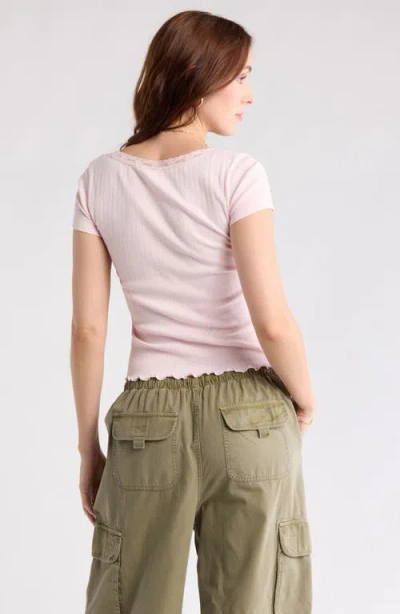 Abound Sweet Pointelle Scoop Neck Top In Gray