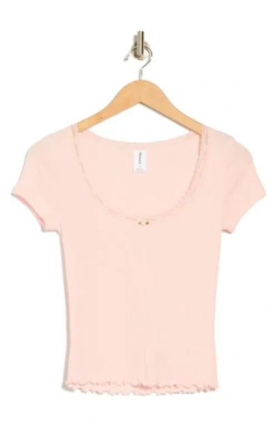 Abound Sweet Pointelle Scoop Neck Top In Gray