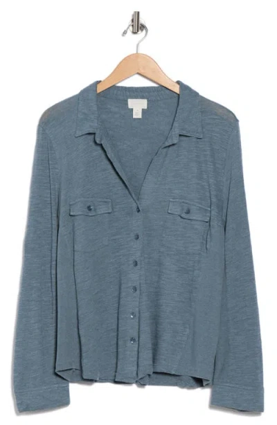 Caslon ® Roll Sleeve Knit Button-up Shirt