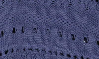 Melrose And Market Elbow Sleeve Cotton Pointelle Sweater In Blue