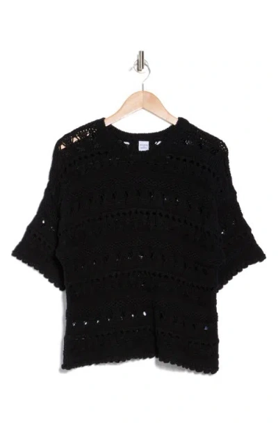 Melrose And Market Elbow Sleeve Cotton Pointelle Sweater