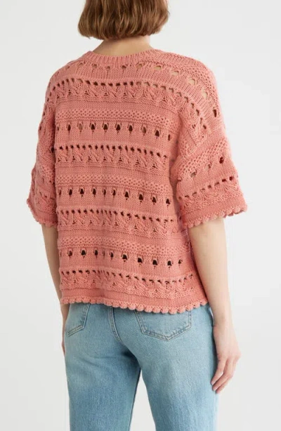 Melrose And Market Elbow Sleeve Cotton Pointelle Sweater