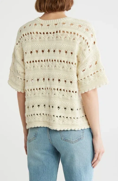 Melrose And Market Elbow Sleeve Cotton Pointelle Sweater