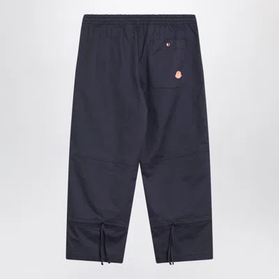 Moncler Genius Drawstring Hem Cotton Gabardine Trousers In Blue