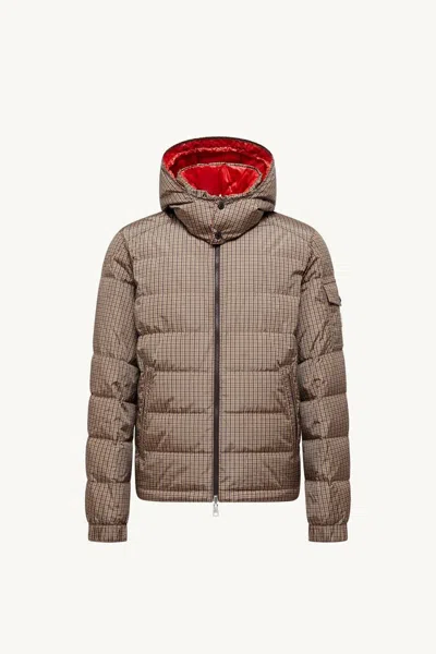 Moncler Jonage Houndstooth Nylon Down Jacket In Gray