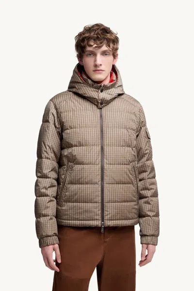 Moncler Jonage Houndstooth Nylon Down Jacket In Gray