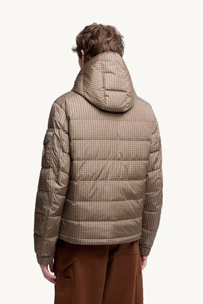 Moncler Jonage Houndstooth Nylon Down Jacket In Gray