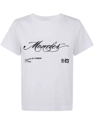 Moncler Embroidered Short Sleeve Crew Neck T-shirt In White