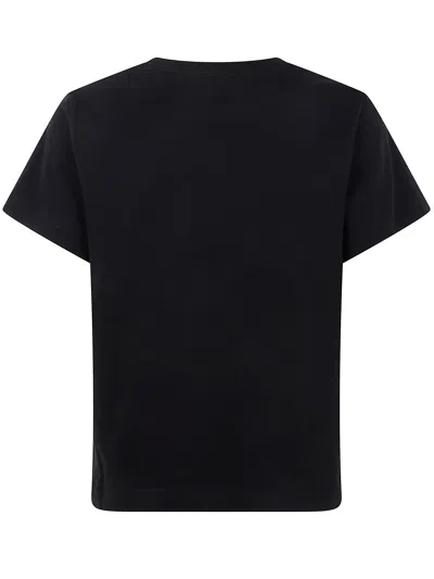 Moncler Cotton T-shirt With Embroidered Cursive Logo In Black