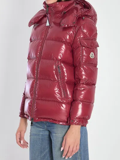 Moncler Maire Hooded Short Down Jacket In Red