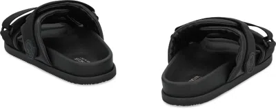 Moncler Mon Summer Leather Sandals With Nylon Details In Black