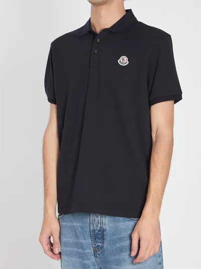 Moncler Short Sleeves Polo In Black