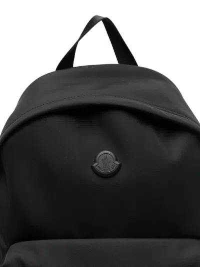 Moncler Pierrick Backpack Front Zip-fastening Pocket In Black