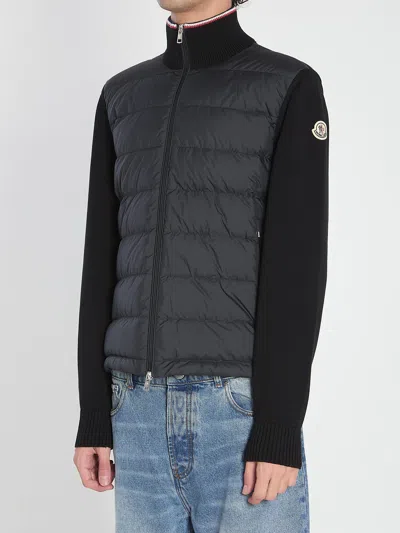 Moncler Padded Cotton Cardigan In Black