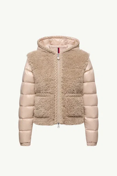 Moncler Doudoune À Capuche En Teddy Plantay In Pink
