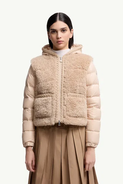 Moncler Doudoune À Capuche En Teddy Plantay In Pink