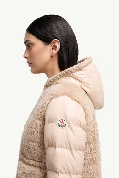 Moncler Doudoune À Capuche En Teddy Plantay In Pink