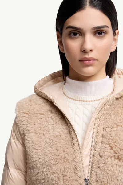 Moncler Doudoune À Capuche En Teddy Plantay In Pink