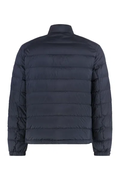 Moncler Padded High Collar Snap Button Down Jacket In Gray