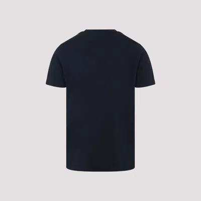 Moncler Men T-shirt With Flocked Cotton Logo In Blue