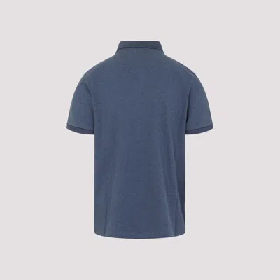 Moncler Blue Tricol-trimmed Pique Polo Shirt In Blue