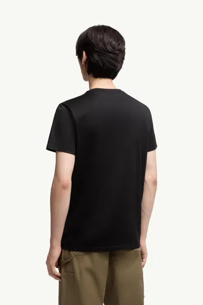 Moncler Double Logo Patch Cotton T-shirt Clothing In Black