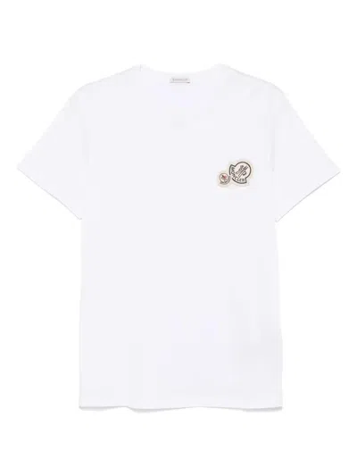 Moncler T-shirt With Double Logo Patches In White