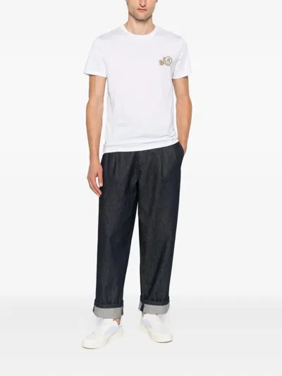 Moncler T-shirt With Double Logo Patches In White