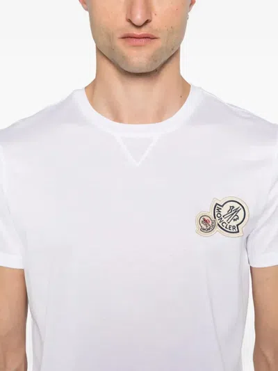 Moncler T-shirt With Double Logo Patches In White