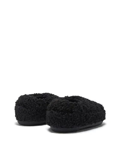 Moon Boot Faux Curly Logo Band Sandals In Black