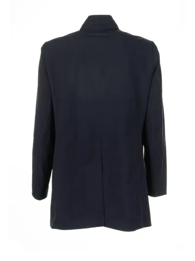 Moorer Long Navy Blue Trench Coat With Buttons In Blue