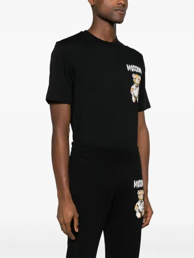 Moschino Teddy Bear-print Cotton Track Pants In Black