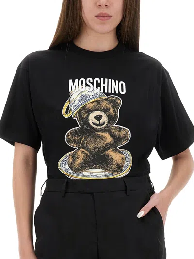 Moschino Couture Tshirt With Teddy Print In Black